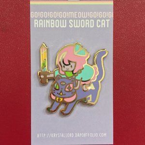 RAINBOW SWORD CAT - enamel pin